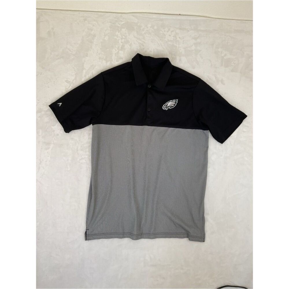 Antigua Philadelphia Eagles color block polo shirt Black/Grey Size M